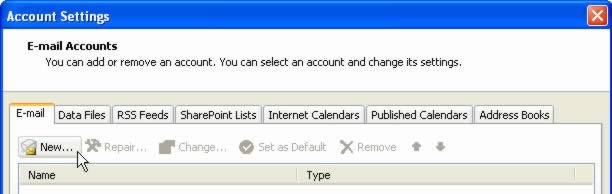 Outlook 2007 Account Settings