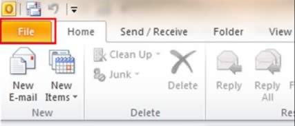 Outlook 2010 File Menu